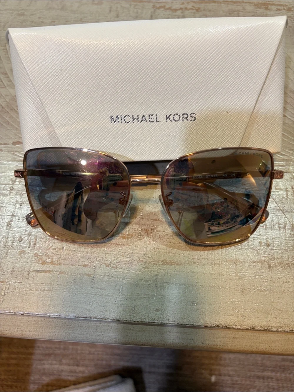 Michael Kors Rose Gold Frame Sunglasses with Gradient Lenses